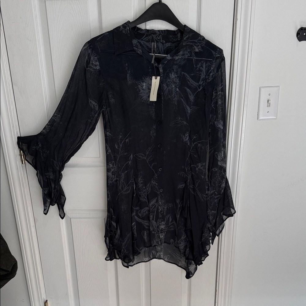 *NEW* By Anthropologie Black Sheer Floral Dress, Size M